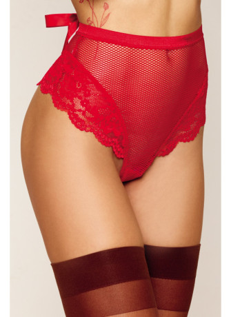 String rouge taille haute avec porte jarretelles intégrés détachables - DG1478RED